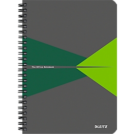 Bloc collège Office 449800 LEITZ®, format A5, PP, quadrillé, vert