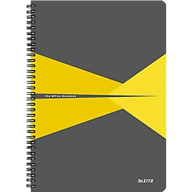 Bloc collège Office 464700 LEITZ®, format A4, reliure plastifiée, quadrillé, jaune