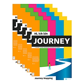 Bloc flipchart PLAYROOM JOURNEY FLIP, 14 feuilles pré-imprimées pour Customer Journey Mapping/User Experience, L 650 x H 970 mm, papier, multicolore, 5 pièces