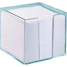Bloc mémo - 95 x 95 x 95 mm - transparent - avec 700 notes - blanc