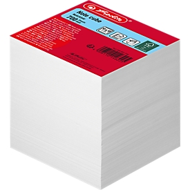 Bloc mémo cube Herlitz, papier sans bois, l. 90 x P 90 x H 90 mm, 900 feuillets collés, blanc