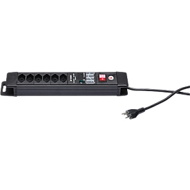 Bloc multiprise, 6 prises, avec interrupteur, noir, Premium-Line