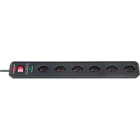 Bloc multiprise avec antisurtension Eco-Line 13500 A, 6 prises, noir