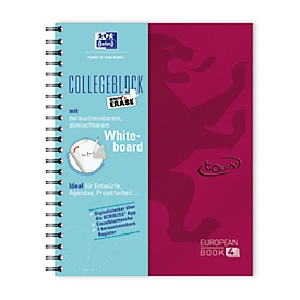 Bloc-notes collège Oxford TOUCH European Book, DIN A4+, quadrillé, Optik Paper®, reliure double spirale, avec tableau blanc, baie
