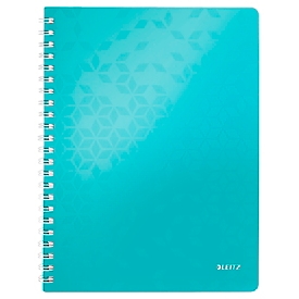 Bloc-notes Leitz WOW, format A4, 80 feuilles lignées, pochette transparente, certifié FSC®, bleu glacier
