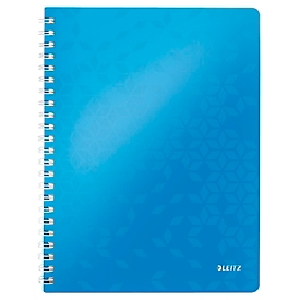 Bloc-notes Leitz WOW, format A4, 80 feuilles lignées, pochette transparente, certifié FSC®, bleu