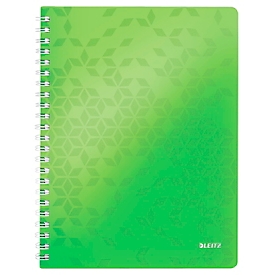 Bloc-notes Leitz WOW, format A4, 80 feuilles quadrillées, pochette transparente, certifié FSC®, vert