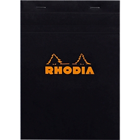 Bloc-notes Rhodia No.16, DIN A5, 80 feuilles, agrafé, dos cartonné, 80 g/m², quadrillé, noir