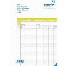Bloc papier autocopiant, rapport de caisse A4, d,f,it, 50/50 feuilles, olive/blanc