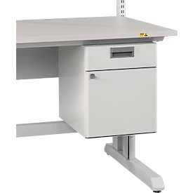 Bloc tiroirs Treston 35/47, 1 tiroir et porte, ESD, L 350 x P 470 x H 470 mm, acier, gris clair