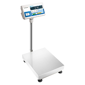 Boden-Kontrollwaage ae ADAM BTT 150, ungeeicht, Ablesbarkeit 10 g/Wägebereich bis 150 kg, Touchscreen, Etikettendrucker, RS-232/USB, Netz-/Akkubetrieb