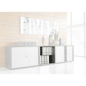 Boekenkast, 2 OH, fijne spaanplaat, B 1000 x D 450 x H 820 mm, lichtgrijs