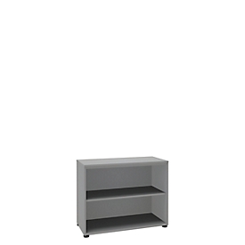 Boekenkast, 2 OH, fijne spaanplaat, B 1000 x D 450 x H 820 mm, zilver