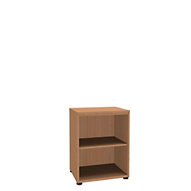 Boekenkast, 2 OH, fijne spaanplaat, B 600 x D 450 x H 820 mm, beukendecor