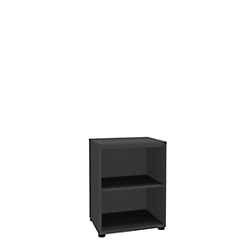 Boekenkast, 2 OH, fijne spaanplaat, B 600 x D 450 x H 820 mm, grafiet
