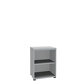 Boekenkast, 2 OH, fijne spaanplaat, B 600 x D 450 x H 820 mm, lichtgrijs