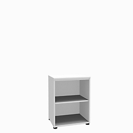 Boekenkast, 2 OH, fijne spaanplaat, B 600 x D 450 x H 820 mm, wit