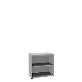 Boekenkast, 2 OH, fijne spaanplaat, B 800 x D 450 x H 820 mm, lichtgrijs