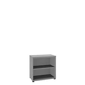 Boekenkast, 2 OH, fijne spaanplaat, B 800 x D 450 x H 820 mm, zilver