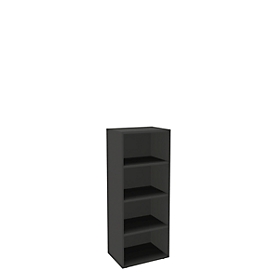 Boekenkast, 4 OH, fijne spaanplaat, B 600 x D 450 x H 1580 mm, grafiet