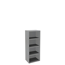 Boekenkast, 4 OH, fijne spaanplaat, B 600 x D 450 x H 1580 mm, zilver