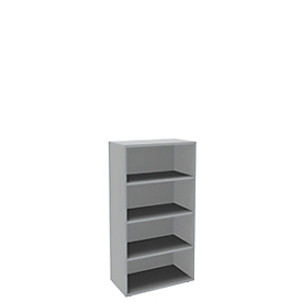 Boekenkast, 4 OH, fijne spaanplaat, B 800 x D 450 x H 1580 mm, lichtgrijs