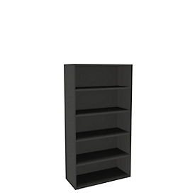 Boekenkast, 5 OH, fijne spaanplaat, B 1000 x D 450 x H 1930 mm, grafiet