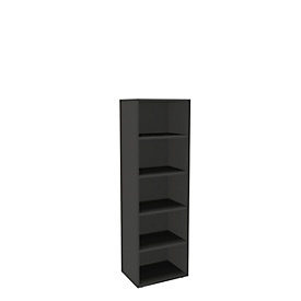 Boekenkast, 5 OH, fijne spaanplaat, B 600 x D 450 x H 1930 mm, grafiet