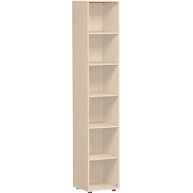 Boekenkast, 6 OH, 5 legborden, B 400 x D 400 x H 2160 mm, ahorndecor