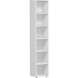 Boekenkast, 6 OH, 5 legborden, B 400 x D 400 x H 2160 mm, lichtgrijs