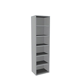 Boekenkast, 6 OH, fijne spaanplaat, B 600 x D 450 x H 2300 mm, lichtgrijs