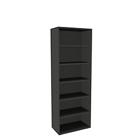 Boekenkast, 6 OH, fijne spaanplaat, B 800 x D 450 x H 2300 mm, grafiet