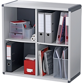 Boekenkast, polystyreen, 4 vakken, B 790 x D 330 x H 778 mm, antraciet
