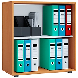 Boekenkast van hout, 2 OH, in hoogte verstelbaar legbord, B 700 x D 400 x H 740 mm, beuk