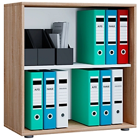 Boekenkast van hout, 2 OH, in hoogte verstelbaar legbord, B 700 x D 400 x H 740 mm, Sonoma eik