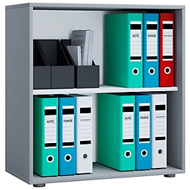 Boekenkast van hout, 2 OH, in hoogte verstelbare legborden, B 700 x D 400 x H 740 mm, grijs