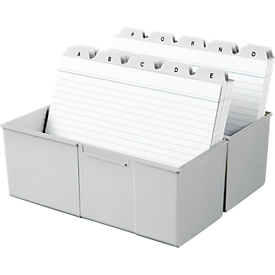 Boîte à fiches HAN, plastique, format A5 paysage, ouvert, gris