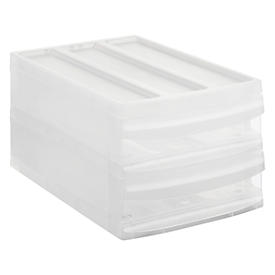 Boîte à tiroirs Rotho SYSTEMIX DUO M, modulaire, 2 tiroirs fermés, poignée encastrée, empilable, code QR, L 395 x l 255 x H 203 mm, PP, transparent