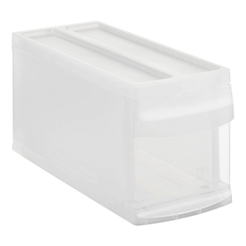 Boîte à tiroirs Rotho SYSTEMIX S, modulaire, 1 tiroir fermé, poignée encastrée, empilable, code QR, L 395 x l 170 x H 203 mm, PP, transparent