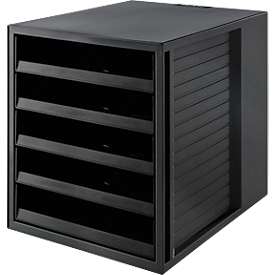 Boîte à tiroirs SCHRANK-SET KARMA, 5 tiroirs ouverts, DIN A4, facile à utiliser, L 275 x P 330 x H 320 mm, noir