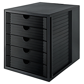 Boîte à tiroirs SYSTEMBOX KARMA, 5 tiroirs fermés, DIN A4, facile à utiliser, L 274 x P 330 x H 320 mm, noir
