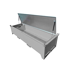 Boîte à tubes fluorescents BAUER SL-N 220, en tôle d'acier, accessible en fauteuil roulant, couvercle galvanisé, cloison amovible, L 2300 x P 800 x H 530 mm, gris
