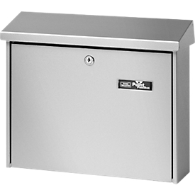 Boîte aux lettres Journal, tôle d’acier, entrée de courrier format C4, porte nom, serrure à cylindre, argent