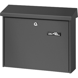 Boîte aux lettres Journal, tôle d’acier, entrée de courrier format C4, porte nom, serrure à cylindre; gris