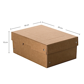 Boîte d'archives Falken PureBox Nature A5, pour jusqu'à 1250 feuilles, avec champ d'inscription, L 250 x l 180 x hauteur de remplissage 100 mm, carton FSC®, brun