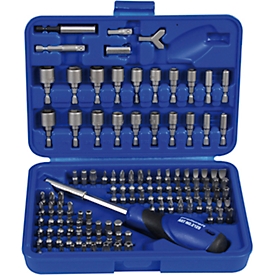 Boîte d'embouts de vissage SECURI PROJAHN, 122 p., 6,3 / 1/4", norme allemande 3126/norme ISO 1173, boîte en plastique