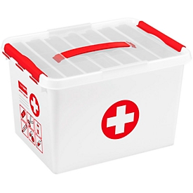 Boîte de premiers secours Sunware Q-line, y compris insert avec compartiments, 22 l, L 400 x P 300 x H 260 mm, blanc/rouge