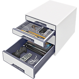 Boîte de rangement à tiroirs avec étiquettes vierges Leitz, pour CUBE Leitz & WOW CUBE Leitz, 5 p., transparent