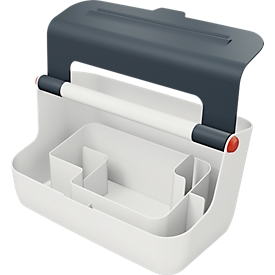 Boîte de rangement mobile Cosy Leitz®, poignée de transport et couvercle, jusqu'au format A4, gris