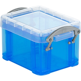 Boîte de rangement Really useful Box, en plastique, avec couvercle, bleu transparent, 3 litres